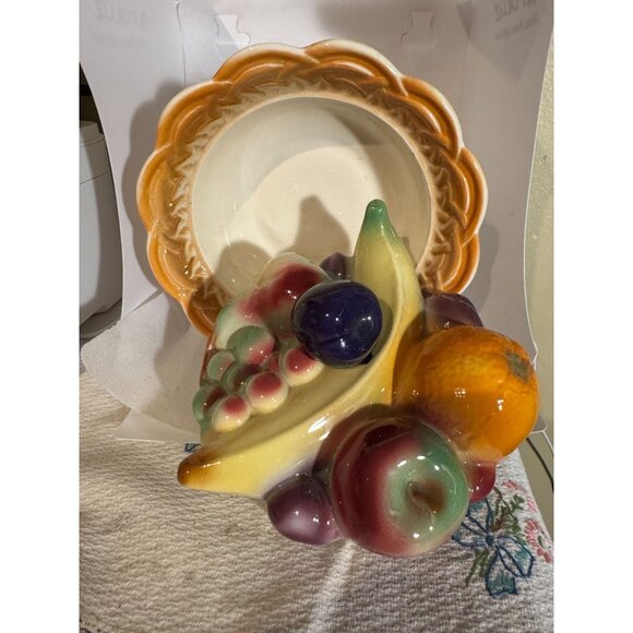 Vintage Ceramic Lidded Fruit Bowl Centerpiece By Van Nuys Calif USA MCM - Picture 3 of 8